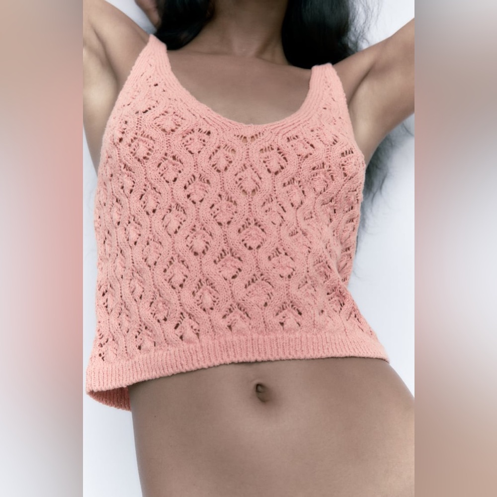 ZARA pointelle knit top